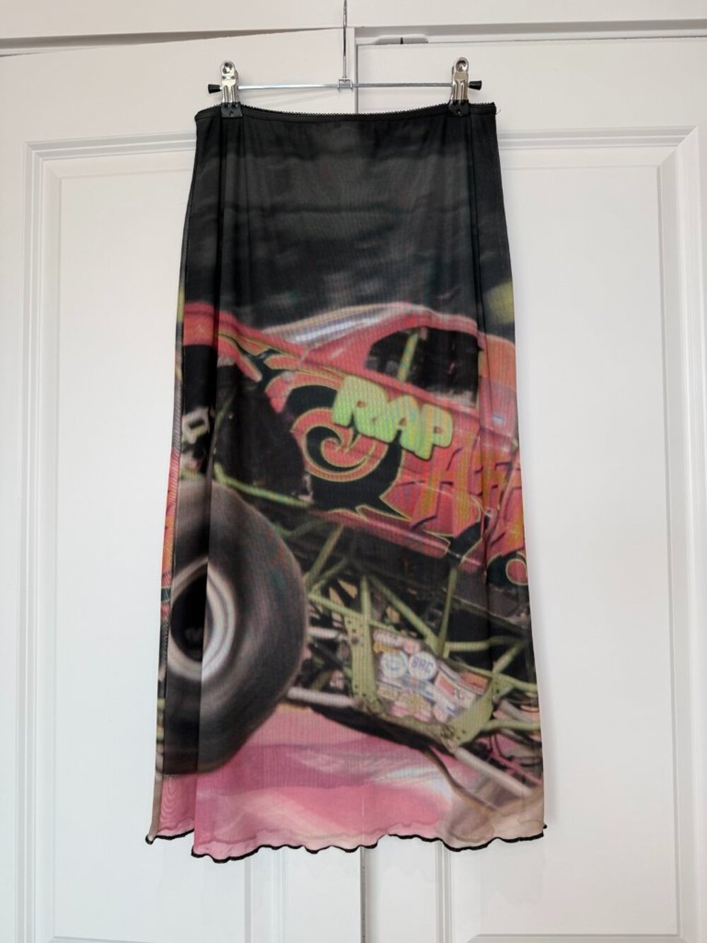 Basic Pleasure Mode Moto Mesh Midi Skirt NWT UK 6 US 2